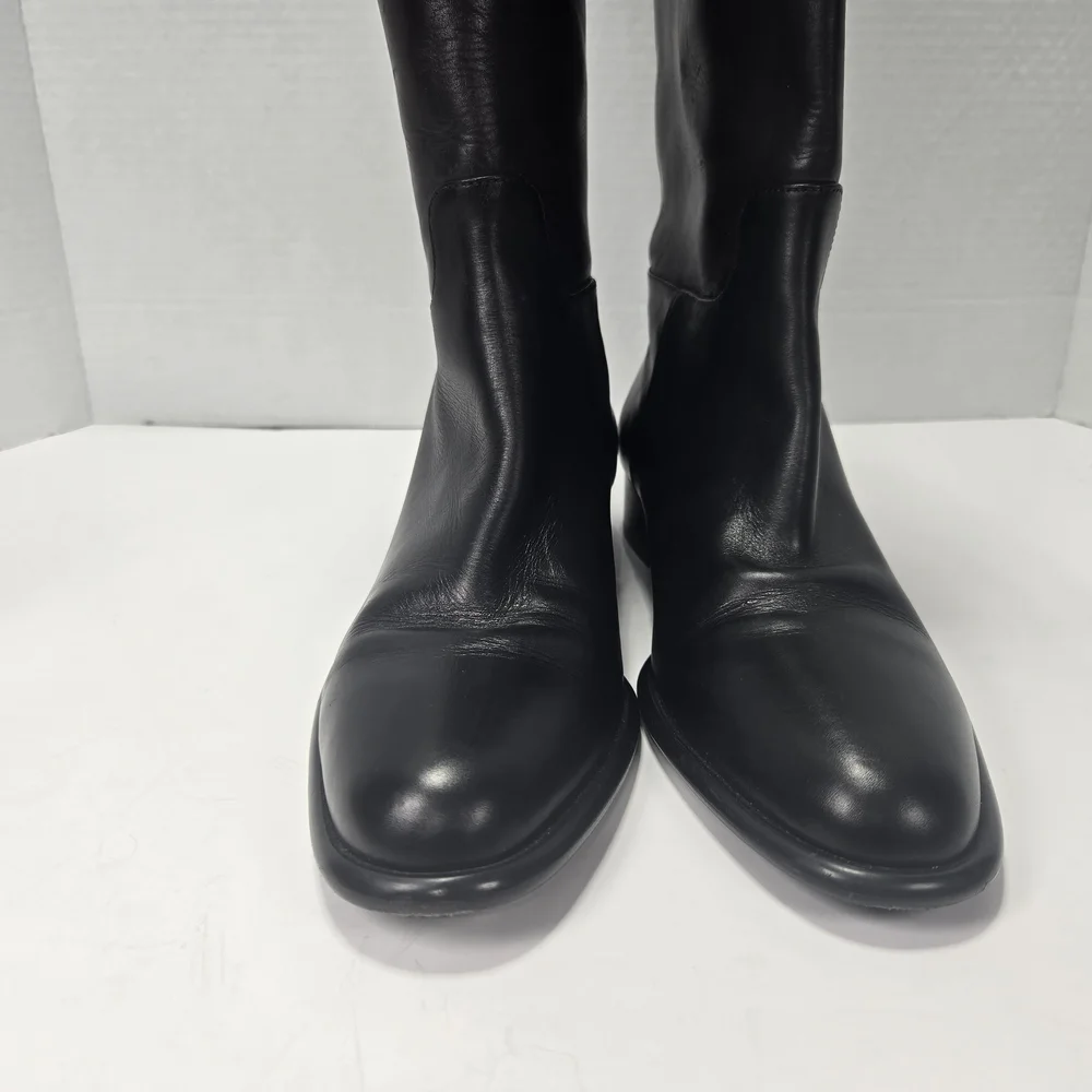 Via Spiga Italian Black Leather Riding Boots Women's Size 7 1/2 7.5